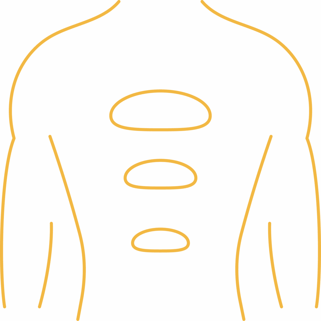 Icon of a person’s back with three hot stones along the spine