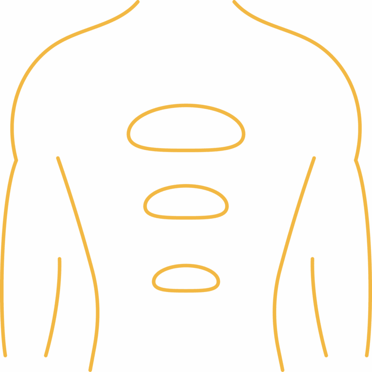 Icon of a person’s back with three hot stones along the spine