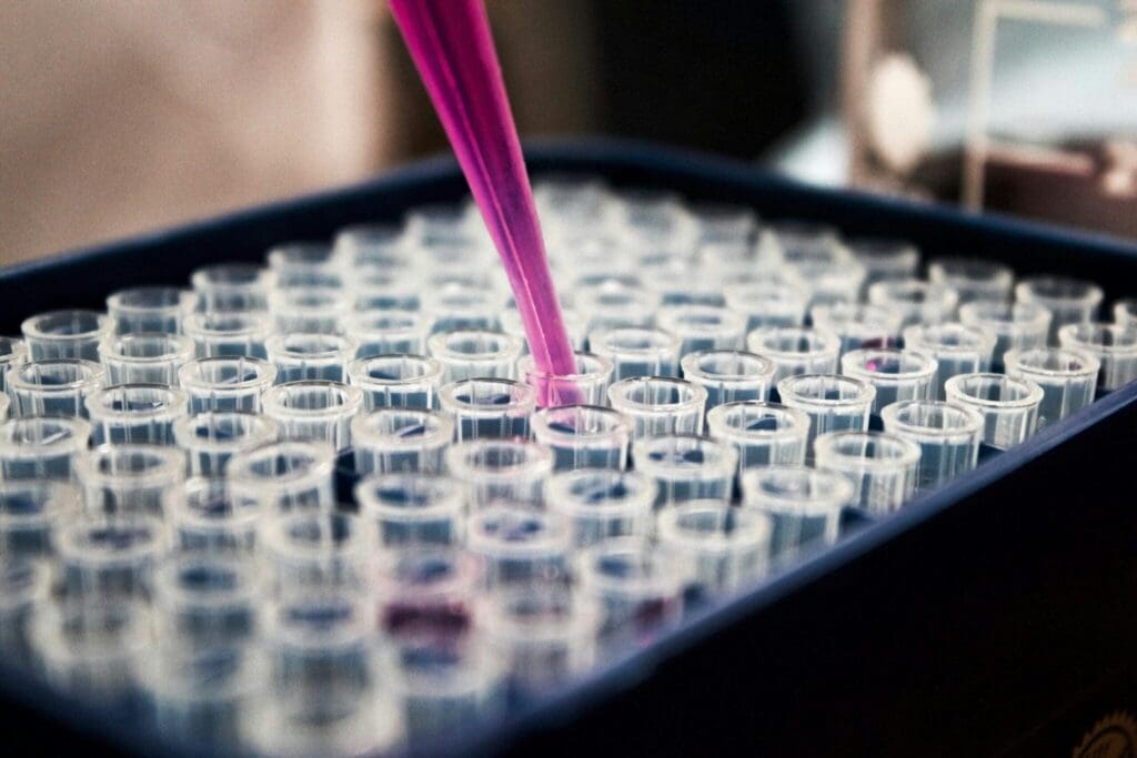 Laboratory sample tubes used for scientific research and analysis