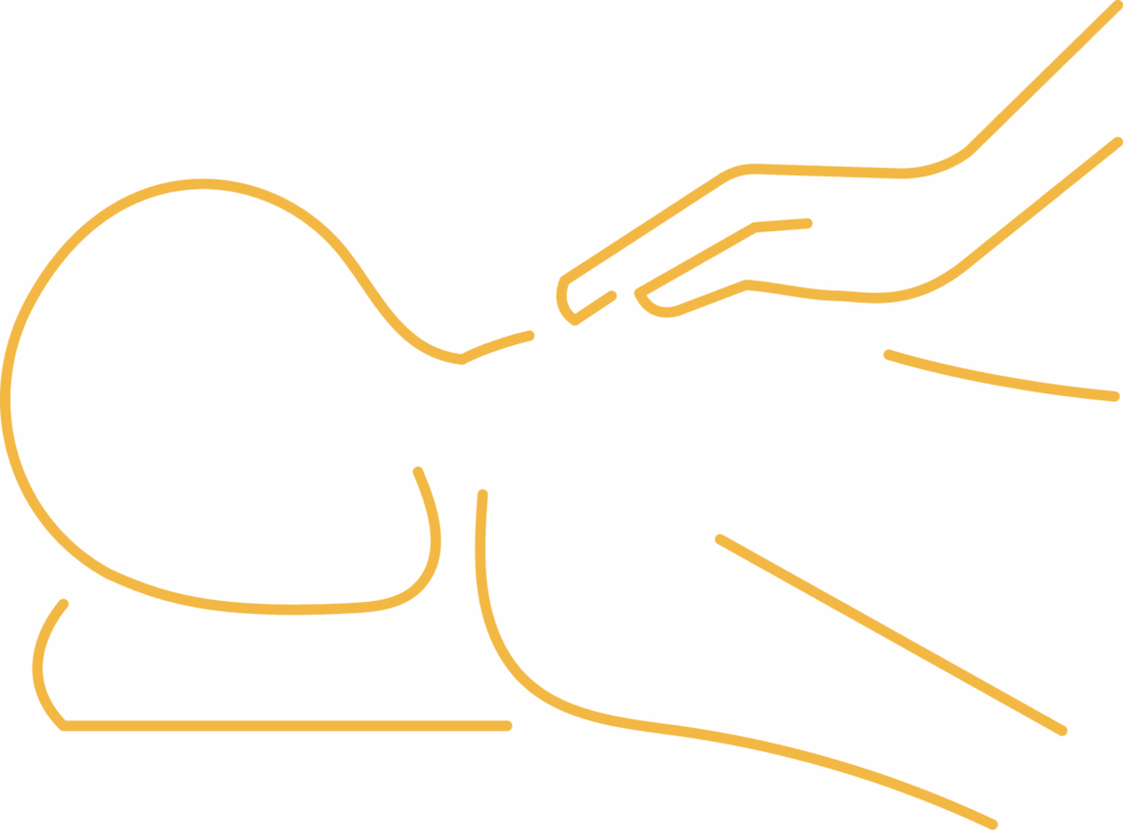 Icon of a person lying on a treatment table with a hand on their chest
