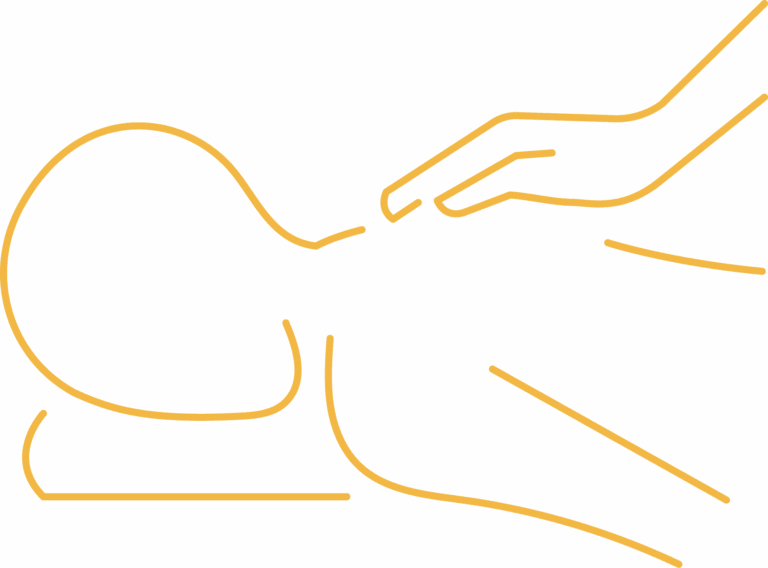 Icon of a person lying on a treatment table with a hand on their chest