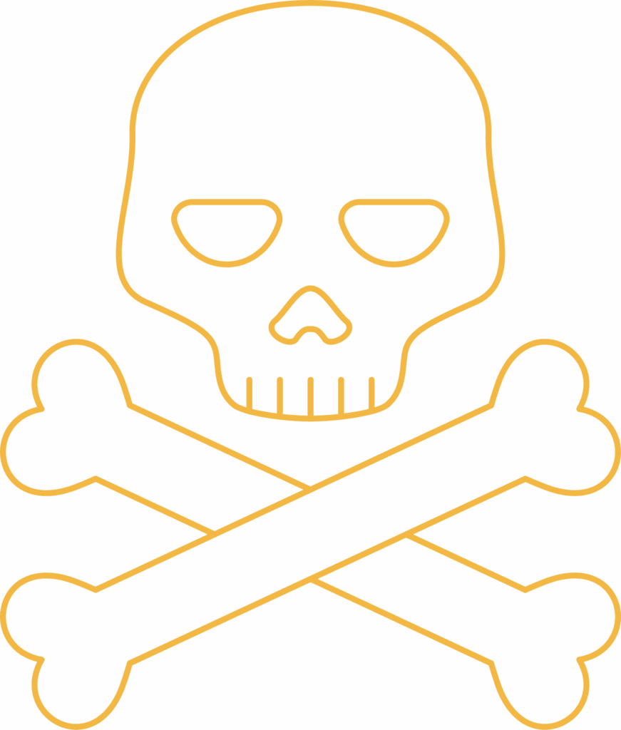 Icon of a skull and crossbones representing toxins