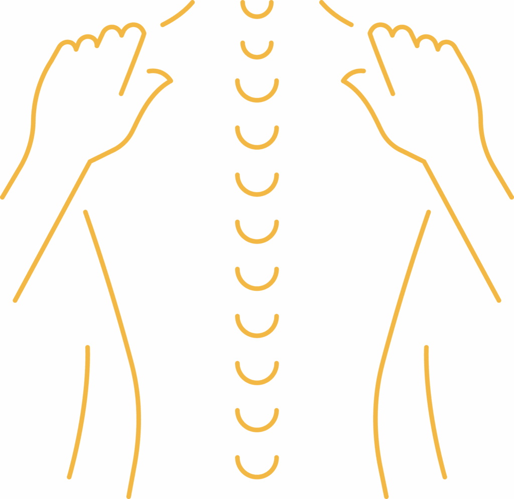 Icon of a person’s back and spine being treated with two hands