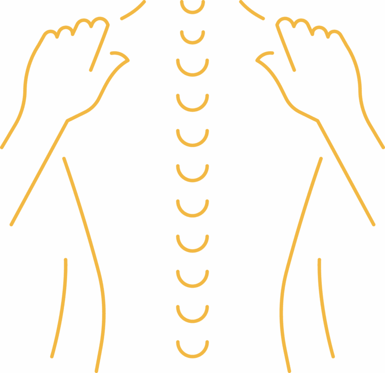 Icon of a person’s back and spine being treated with two hands