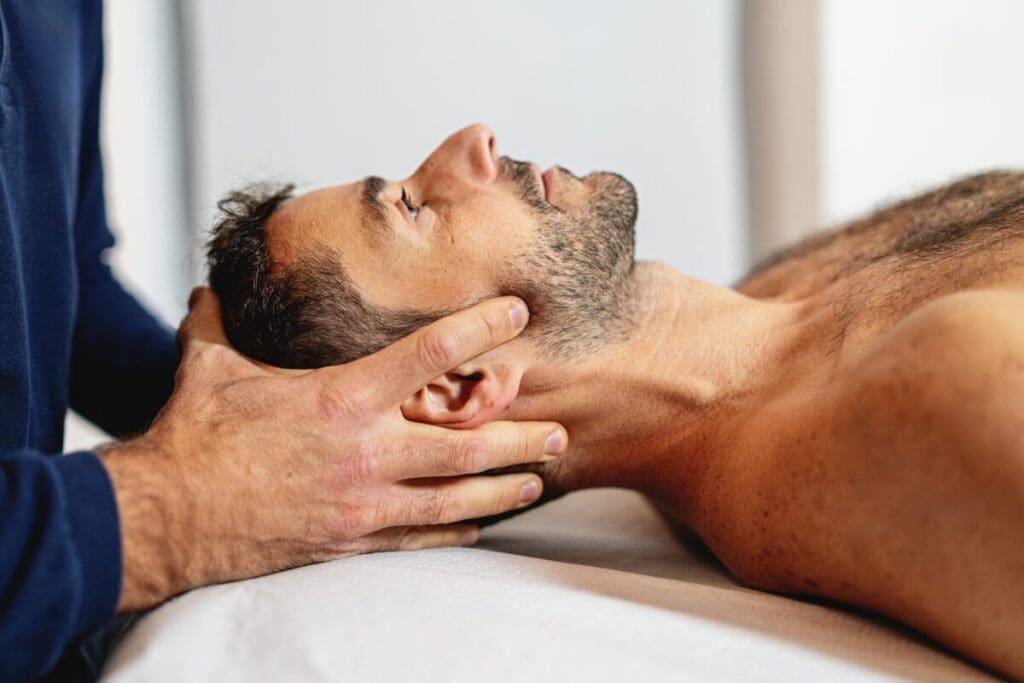 Gentle craniosacral therapy treatment supporting the neck and nervous system